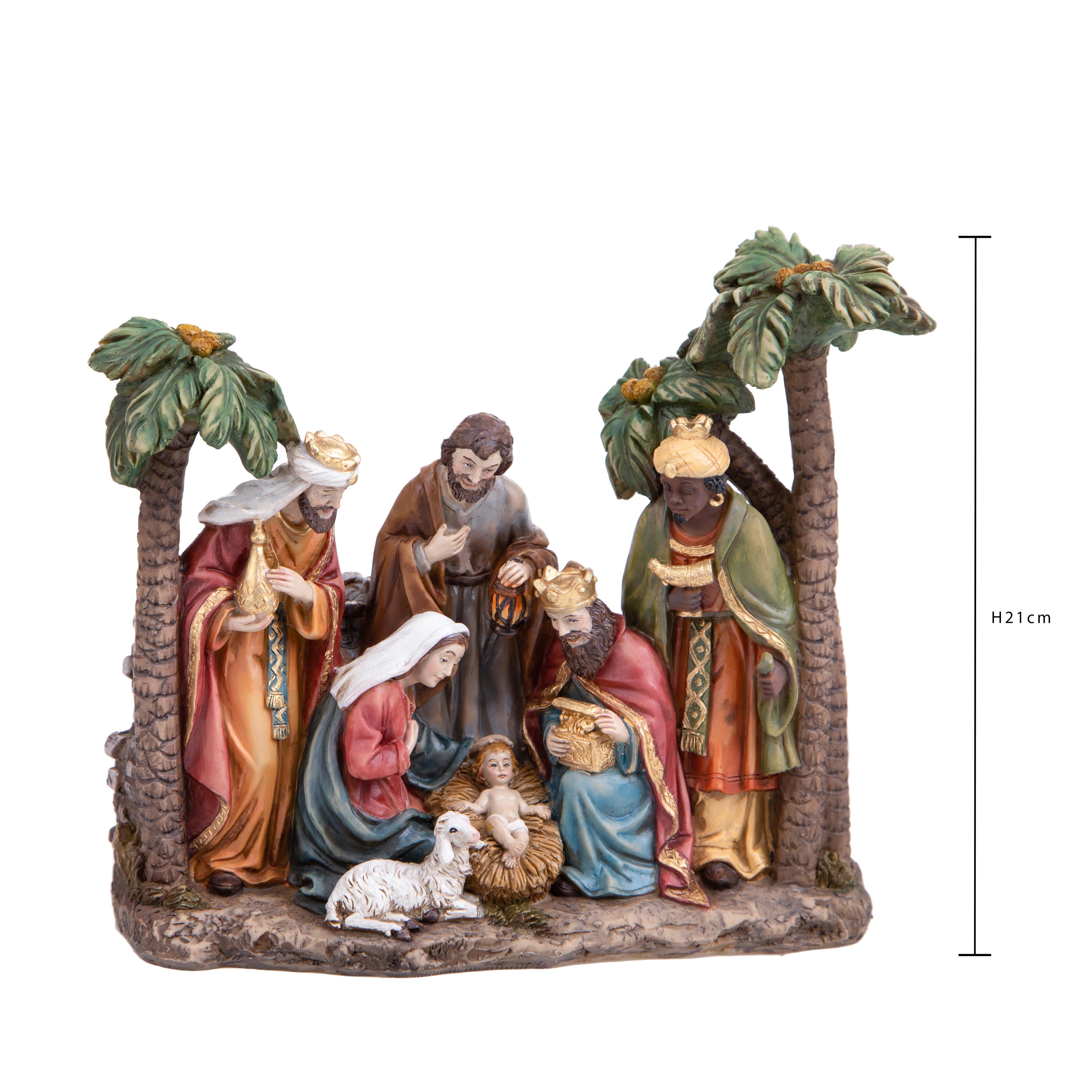 Natività con Palme H21 cm in Resina