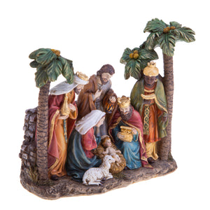 Natività con Palme H21 cm in Resina