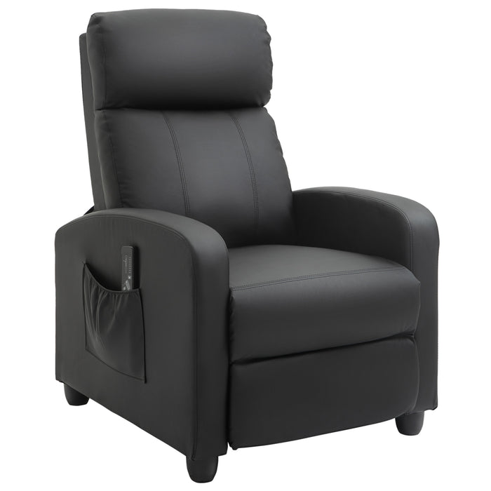 Poltrona Relax Massaggiante 68x88x98 cm con Telecomando in Similpelle Nera