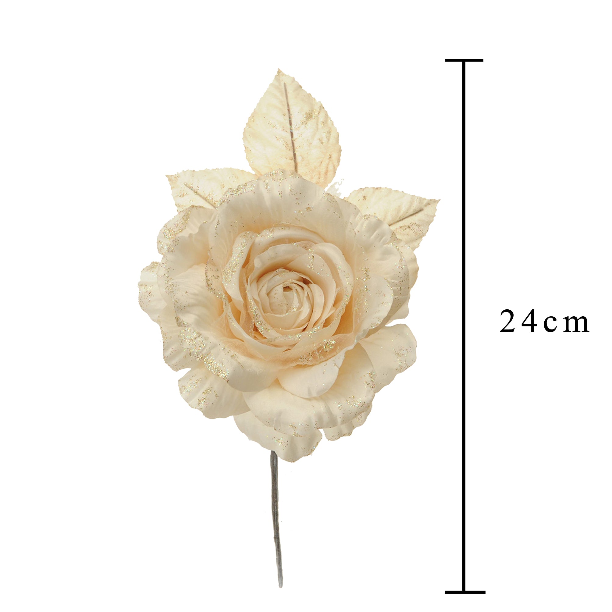 Set 12 Rose Pick con glitter Ø15 cm Champagne