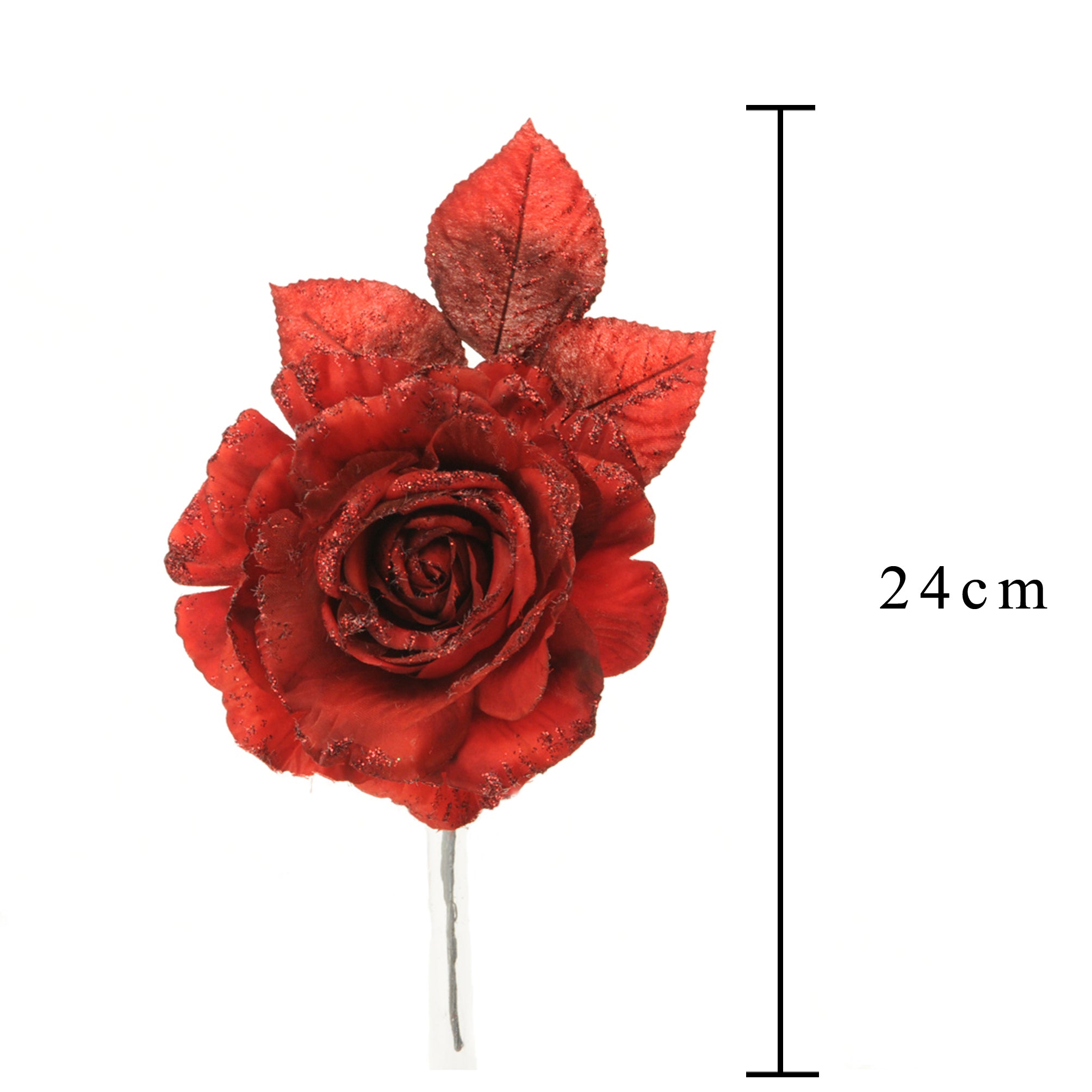 Set 12 Rose Pick con glitter Ø15 cm Rosso