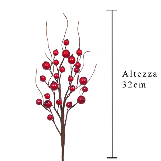 Set 12 Pick Bacche Ilex 32 cm Rosso