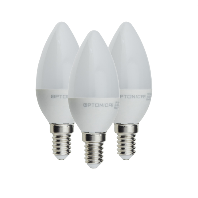 Lampadina led candela e14 6watt resa 40watt risparmio energetico 2700k pezzi 3