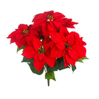 Set 2 Cespugli Stella Natale con 7 Fiori H50 cm Rosso