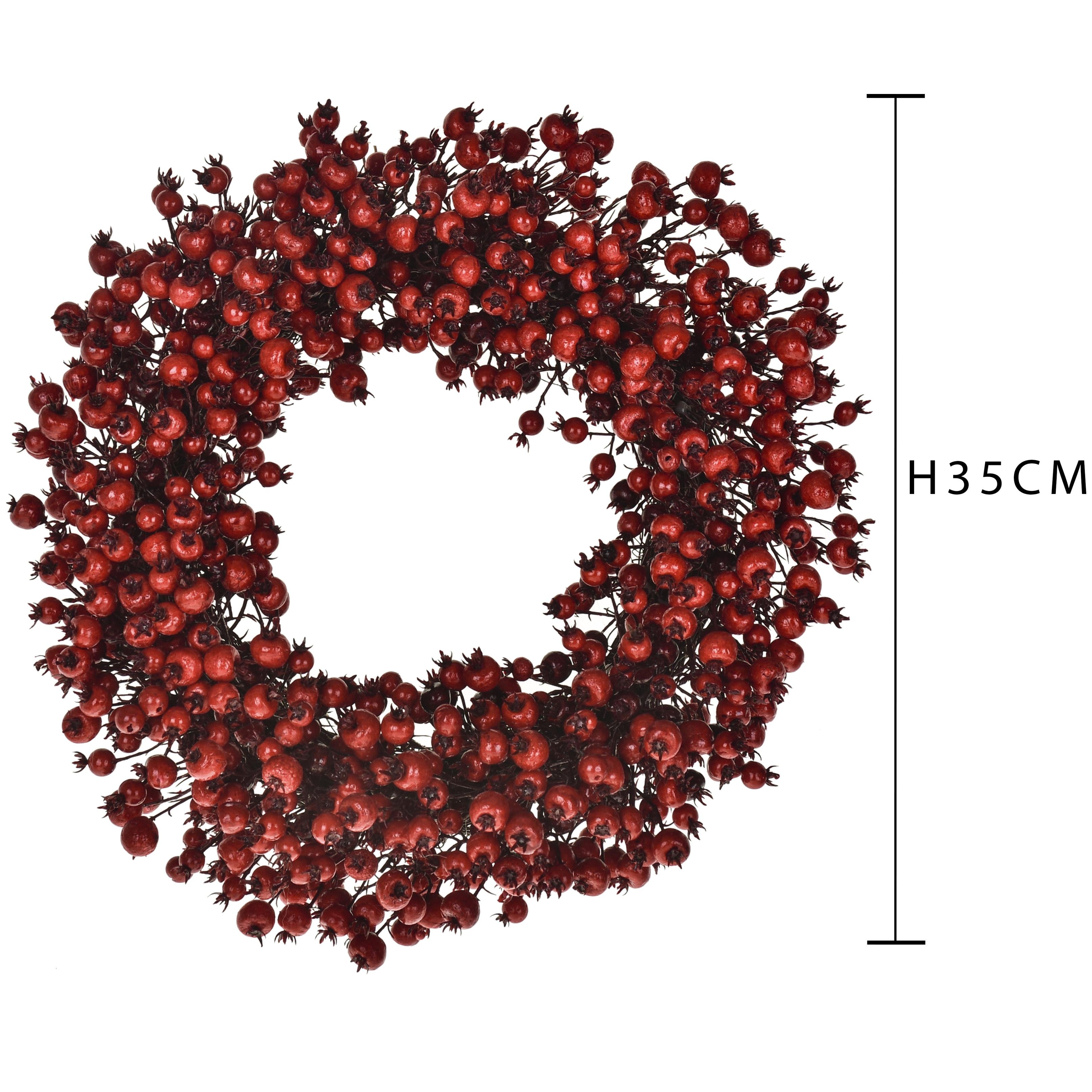 Corona di Natale con Bacche Rosse Ø35 cm Rosso