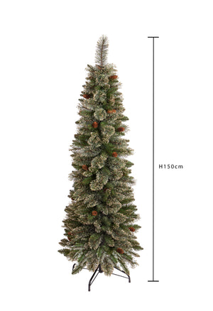 Albero di Natale Artificiale H150 cm Abete Slim Golden Green 242 Tips Verde