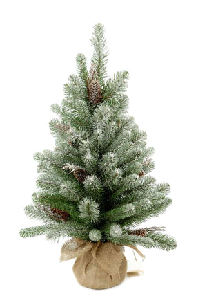 Mini Albero di Natale Artificiale H65 cm Abete innevato con Pigne 65 Tips Verde