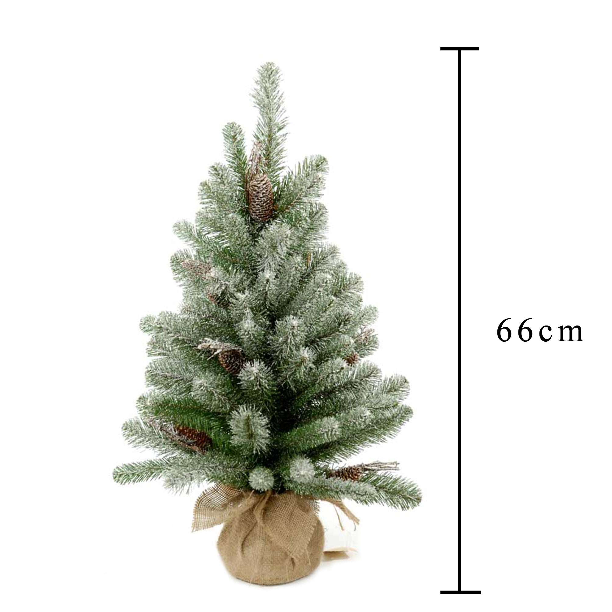 Mini Albero di Natale Artificiale H65 cm Abete innevato con Pigne 65 Tips Verde