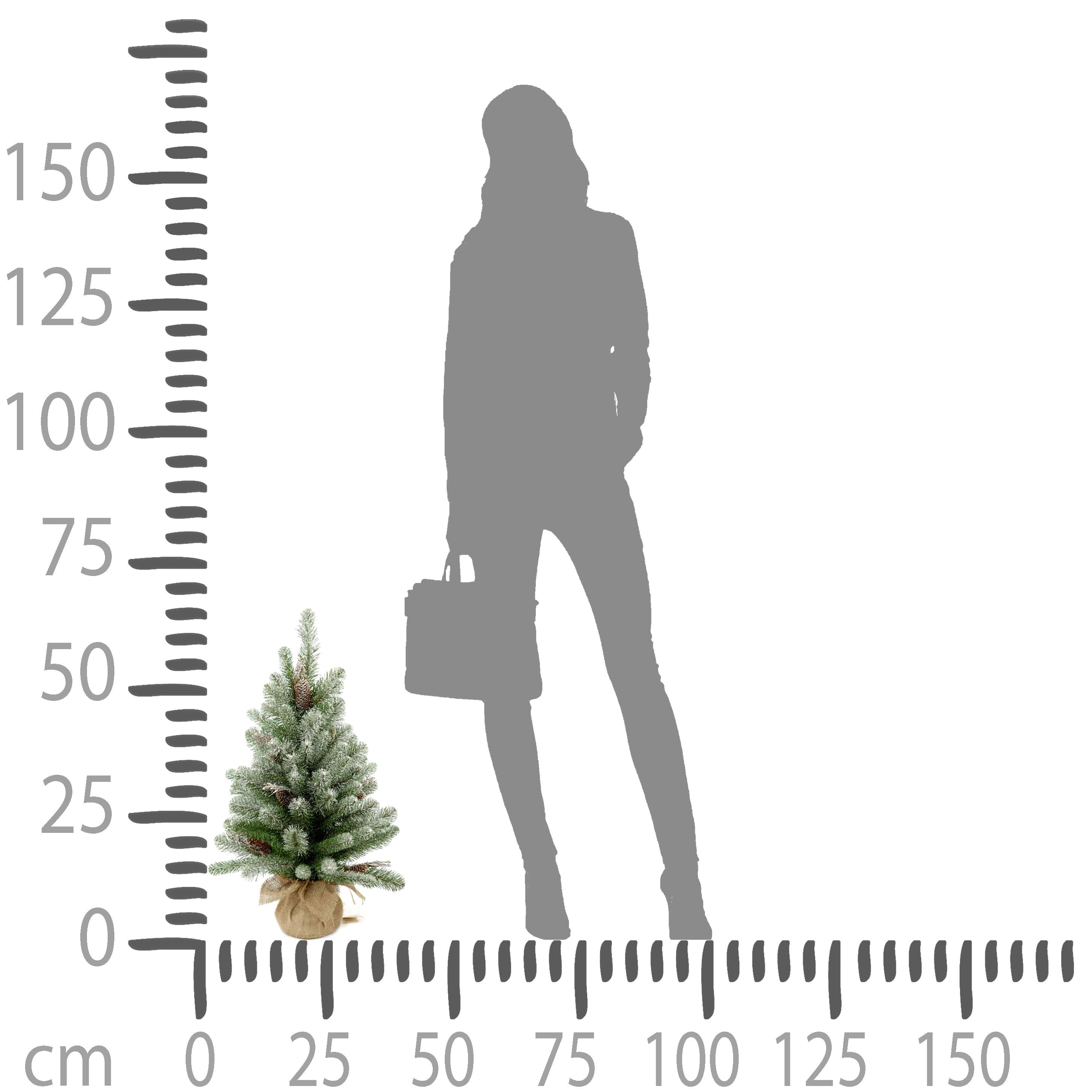 Mini Albero di Natale Artificiale H65 cm Abete innevato con Pigne 65 Tips Verde