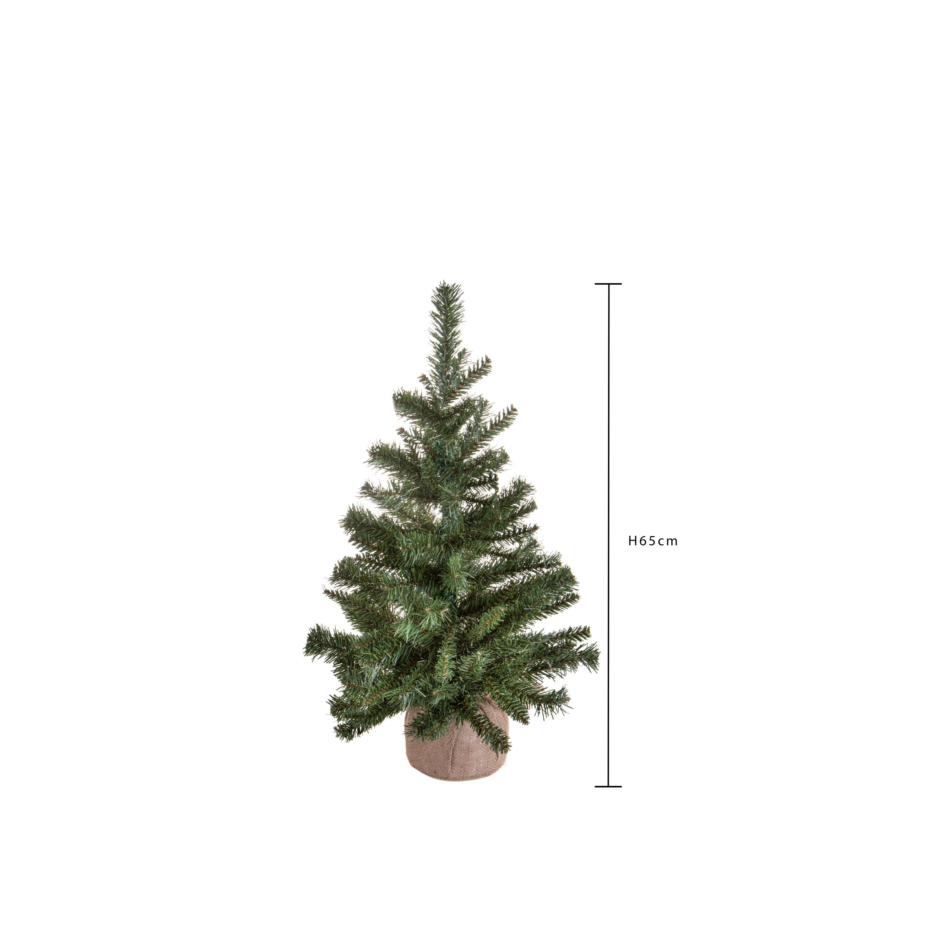 Set 2 Mini Albero di Natale Artificiale H65 cm Abete con Sacco 64 Tips Verde