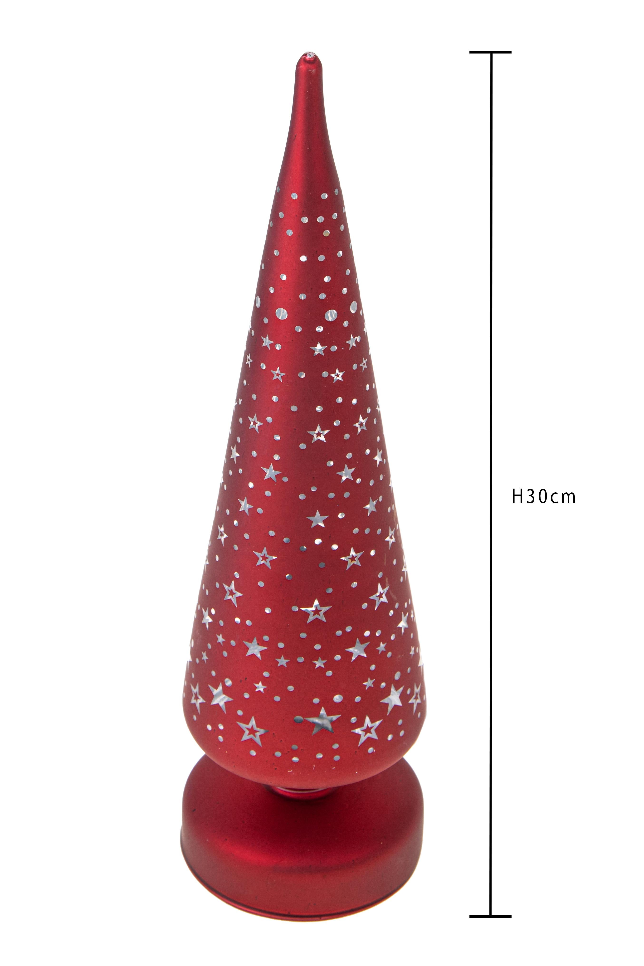 Set 2 Alberi Mini Stelle e Led H30 cm Rosso