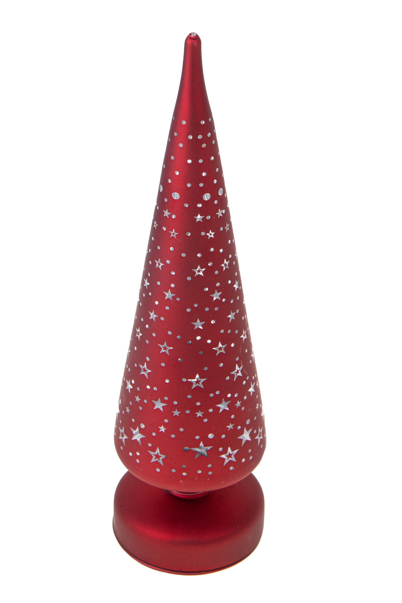 Set 2 Alberi Mini Stelle e Led H30 cm Rosso