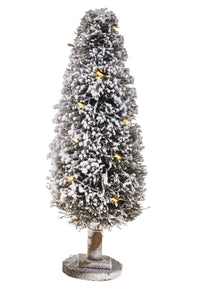 Albero innevato Slim con 24 Led H60 cm Marrone