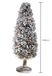 Albero innevato Slim con 24 Led H60 cm Marrone