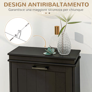 Scarpiera Salvaspazio Design Moderno 2 Cassetti Ribaltabili 54x24x82,5 cm Nero