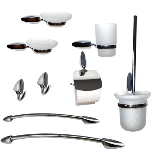 Set 9 pezzi accessori da bagno odissea acciaio cromato