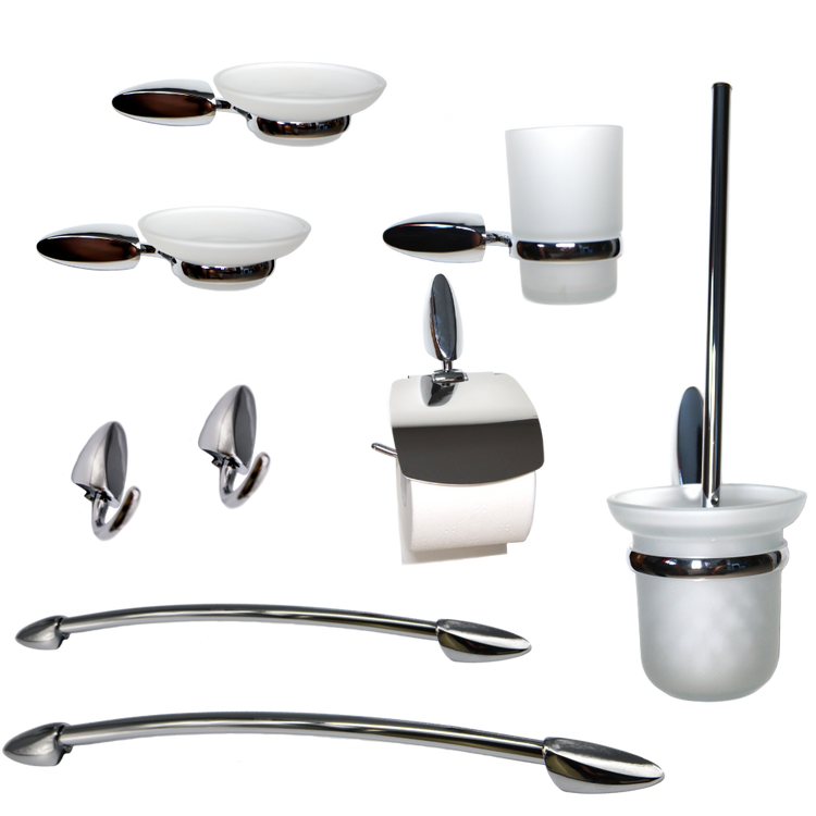 Set 9 pezzi accessori da bagno odissea acciaio cromato