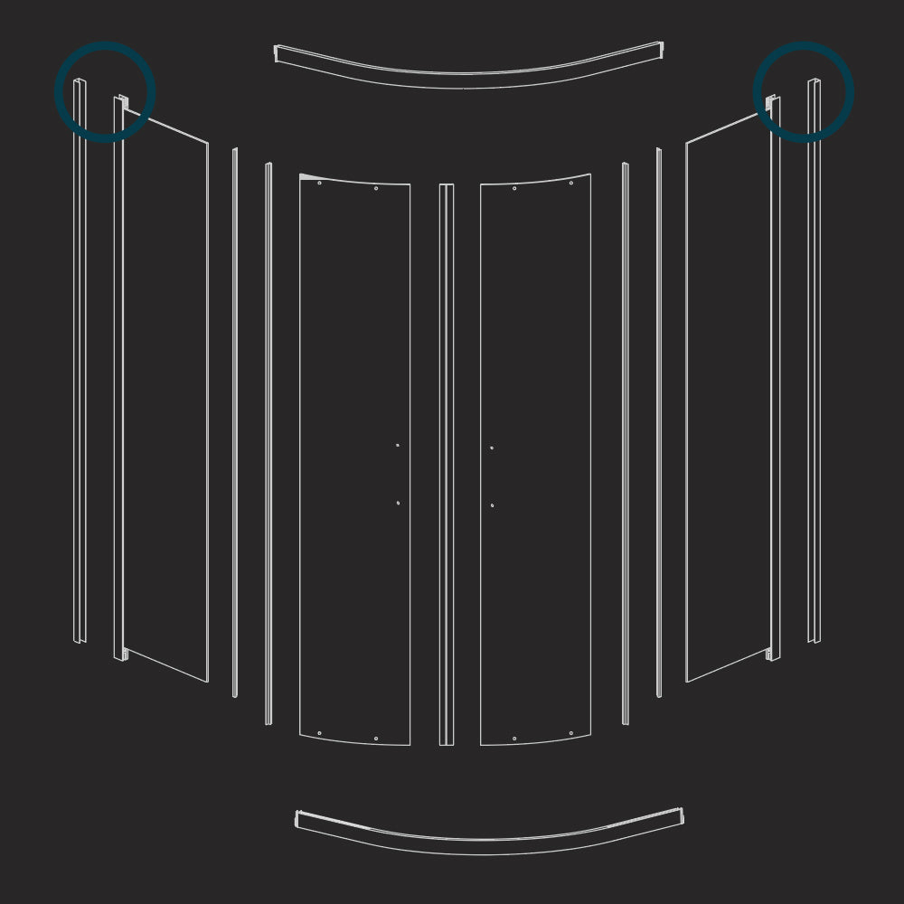 Box cabina doccia semicircolare circle due ante scorrevoli cristallo temprato *** misure 88-90x88-90xh195 trasparente...