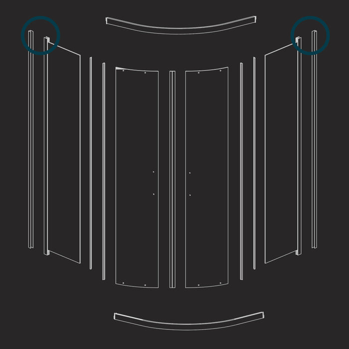 Box cabina doccia semicircolare circle due ante scorrevoli cristallo temprato *** misure 88-90x88-90xh195 trasparente...