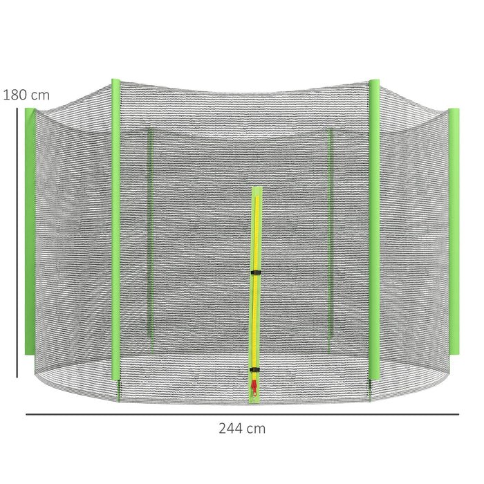 Rete di Protezione per Trampolini a 6 Pali con Ingresso con Cerniera Ø244x180 cm in PE Nero e Verde