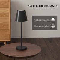 Lampada da Tavolo Portatile ⌀11,2x36,5 cm in Acrilico e Metallo Nero