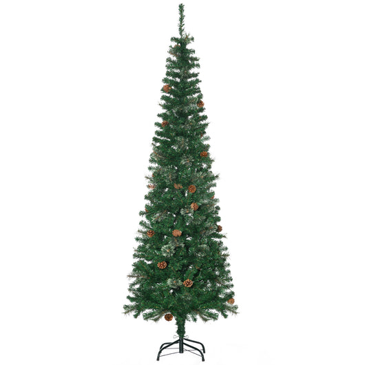 Albero di Natale H195 cm 556 Rami con Pigne Decorative Verde