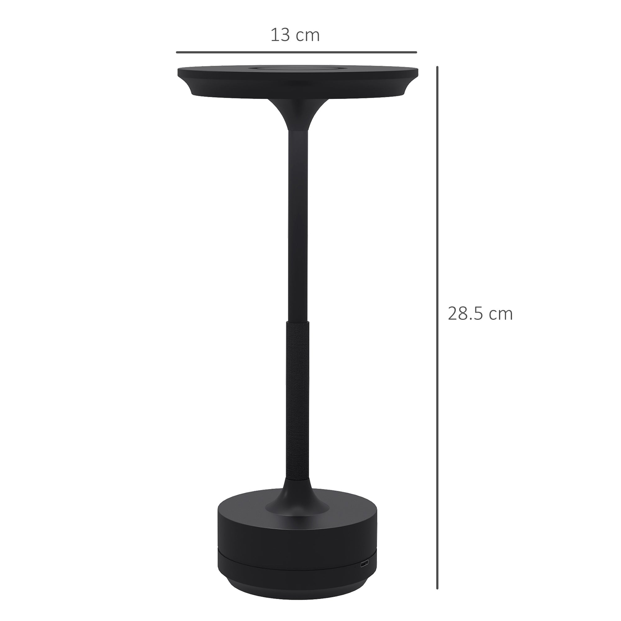 Lampada da Tavolo a LED Senza Filo Touch ⌀13x28,5 cm Batteria Ricaricabile Nero