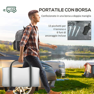 Tenda da Campeggio 4 Posti Impermeabile con Zona Notte e Zona Giorno 430x300x190 cm in Poliestere Grigio