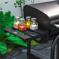 Barbecue a Carbone con Coperchio Termometro e Camino 83x46,5x115 cm in Metallo Nero