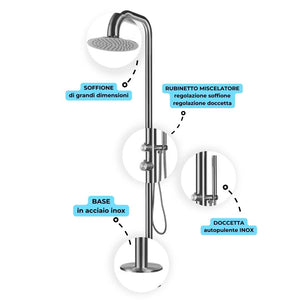 colonna doccia acciaio inox summer a pavimento da giardino da esterno outdoor *** confezione 1