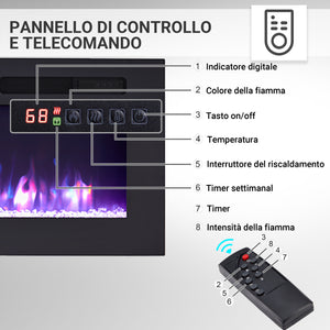 Camino elettrico Leif 70"| Caminetto elettrico 3 in 1 autoportante, a parete o a incasso