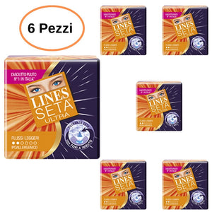 Assorbenti lines seta ultra flussi leggeri confezione da 6 pz da 16 assorbenti ciascuno