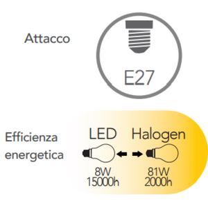 Lampadina trasparente led filamento e27 dimmerabile 8w 4000k