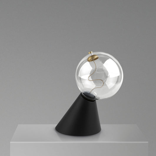 Lampada da tavolo con lampadina innovativa di colore nero e oro