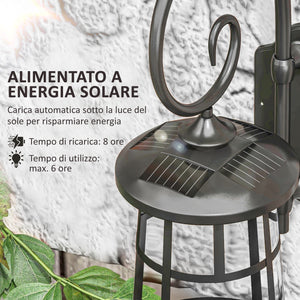 Lampada da Esterno con Pannello Solare 16,5x25,5x41 cm Impermeabile IP44 e Accensione Automatica Nero