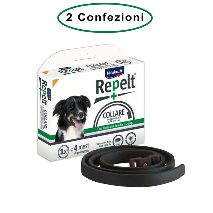 Vitakraft repelt collare antiparassitario per cani di taglia piccola & media < 25 kg confezione da 2 collari