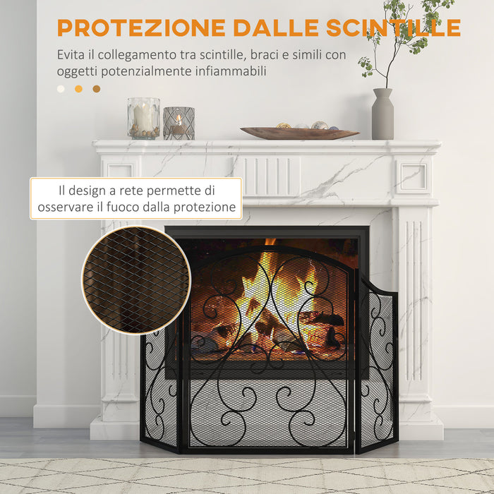 Parascintille con Antine 66x31x81 cm in Metallo Nero