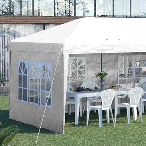 Gazebo da Giardino 5,85x2,95x2,7m in Acciaio e Poliestere Bianco