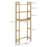 Mobile Sopra WC Salvaspazio a 3 Ripiani Aperti a Doghe 68x20x165 cm in Bambù