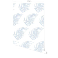 Carta da parati adesiva Palms in vinile azzurro- 1 rotolo 50x300 cm - Decochic