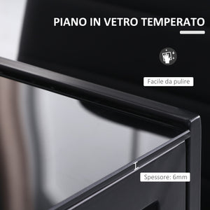 Tavolo Rettangolare 120x60x75 cm in Metallo e Vetro Temperato Nero