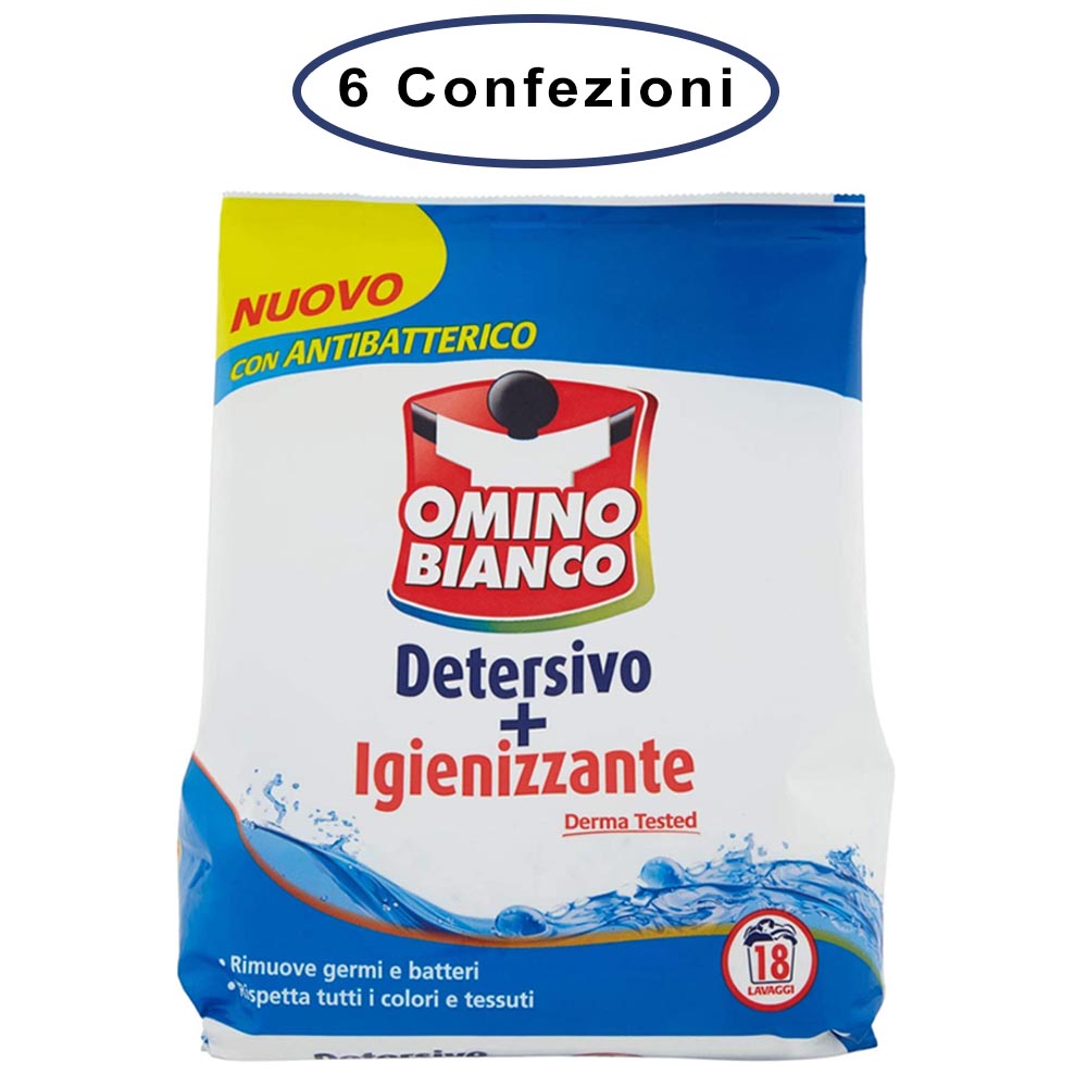 Omino bianco 2 in 1 detersivo & igienizzante 6 confezioni da 1116 grammi