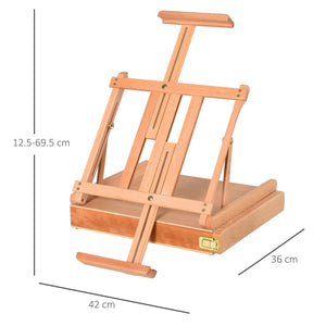 Cavalletto per Pittura da Tavolo Altezza e Angolazione Regolabile 42x36x12,5 cm in Legno di Faggio Naturale