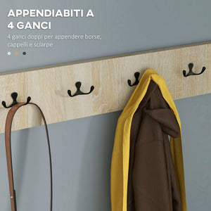 Mobile Ingresso 3 in 1 con Scarpiera Appendiabiti e Specchio Colore Legno Naturale e Nero