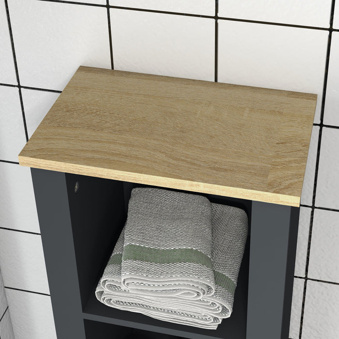 Mobile a Colonna per Bagno 1 Anta 3 Ripiani 34x23x165 cm in MDF e Legno Truciolare Grigio