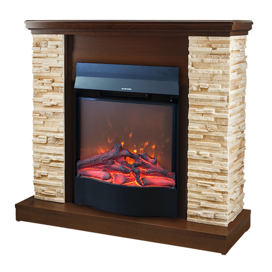 Camino Elettrico da Pavimento 90,3x98x30 cm Effetto Fiamma 1600W Rock & Corsica