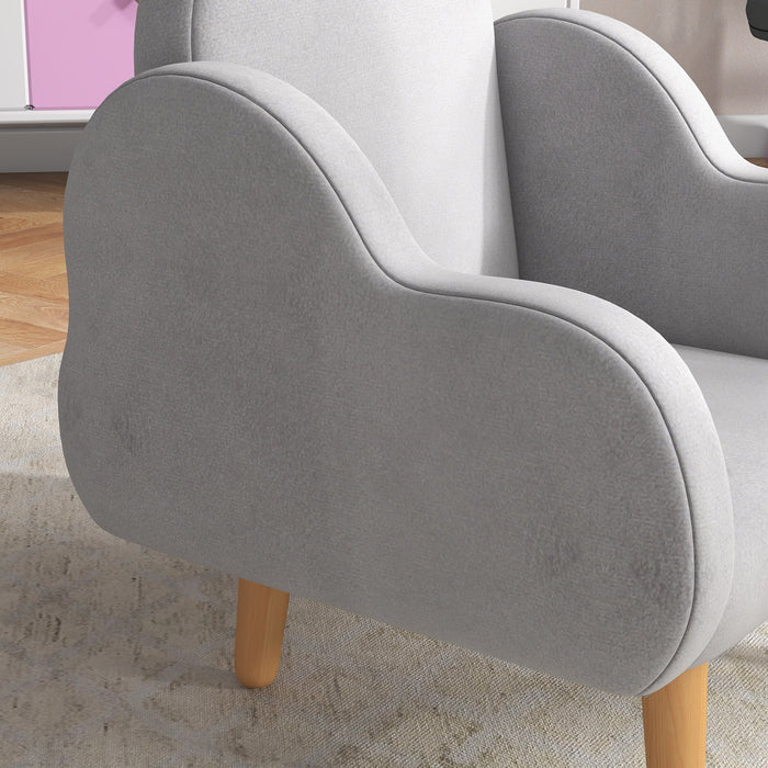 Poltrona per Bambini fino a 3 Anni con Braccioli a Nuvola 46x51x55 cm in Tessuto Grigio