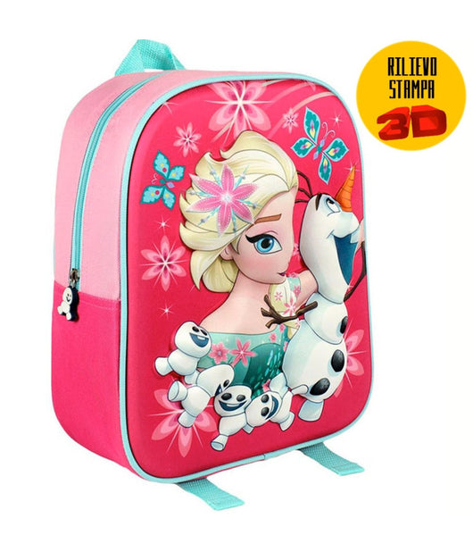 Zainetto Frozen Elsa Olaf Stampa Rilievo 3d Bambine Scuola Asilo Tempo Libero         