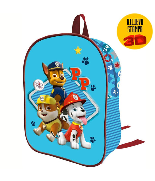 Zainetto Paw Patrol Stampa Rilievo 3d Cuccioli 32cm Bambini Scuola Asilo         