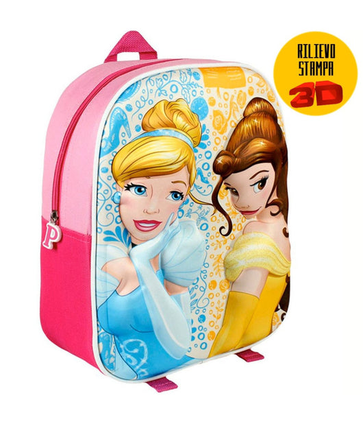 Zainetto Principesse Disney Belle Cenerentola Stampa 3d Bambine Scuola Asilo         